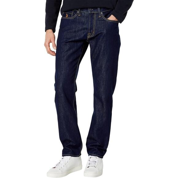 U.S. Polo Assn. Denim Co Men's 36x30 Dark Rinse Active Stretch Slim Jeans J12-19 - Picture 1 of 8